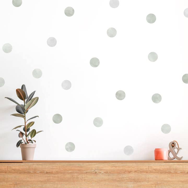 Autocollants muraux à pois aquarelle verts, décalcomanies murales à pois vert pastel doux, décoration de chambre d'enfant vert sauge pour la vente par Decals Online
