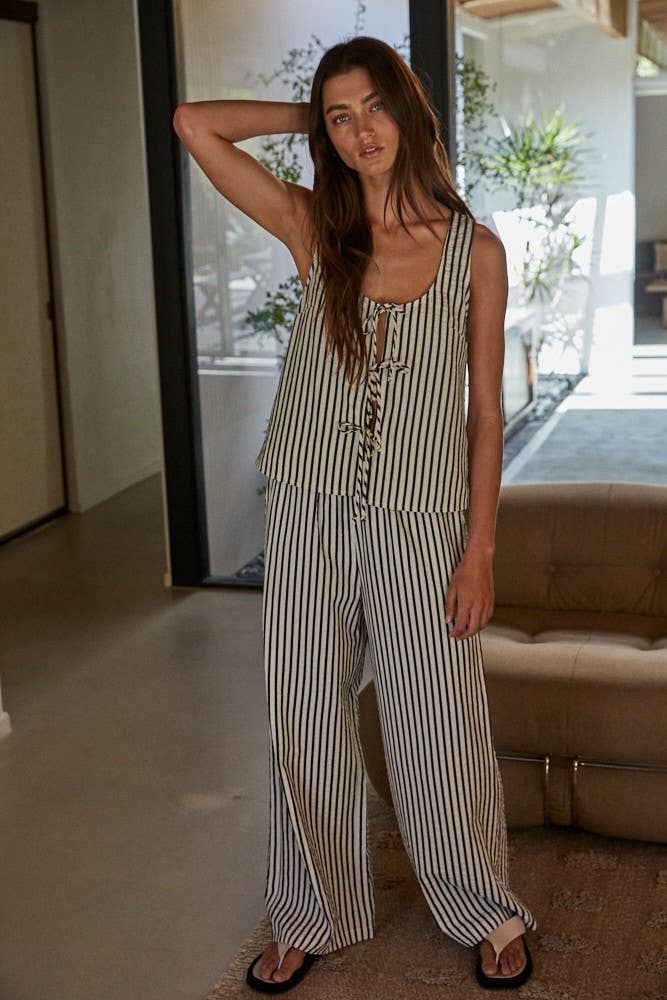 Ivory Denim L8156 | Woven Polyester Cotton Viscose Striped Pants for wholesale on Faire1