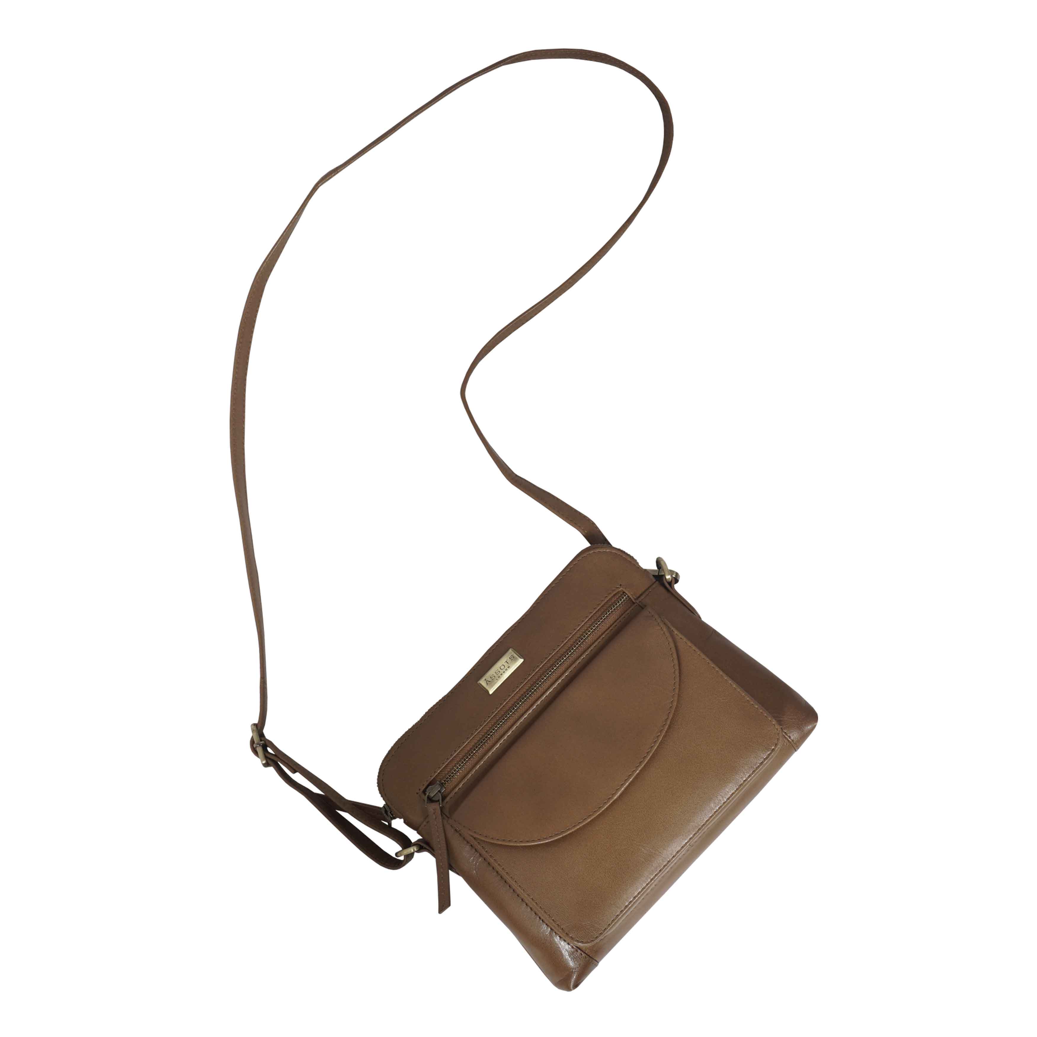 Assots London - Wholesale Crossbody Bag - Women's - 'JEAN' Tan Vegetable Tanned Real Leather Crossbody Bag2