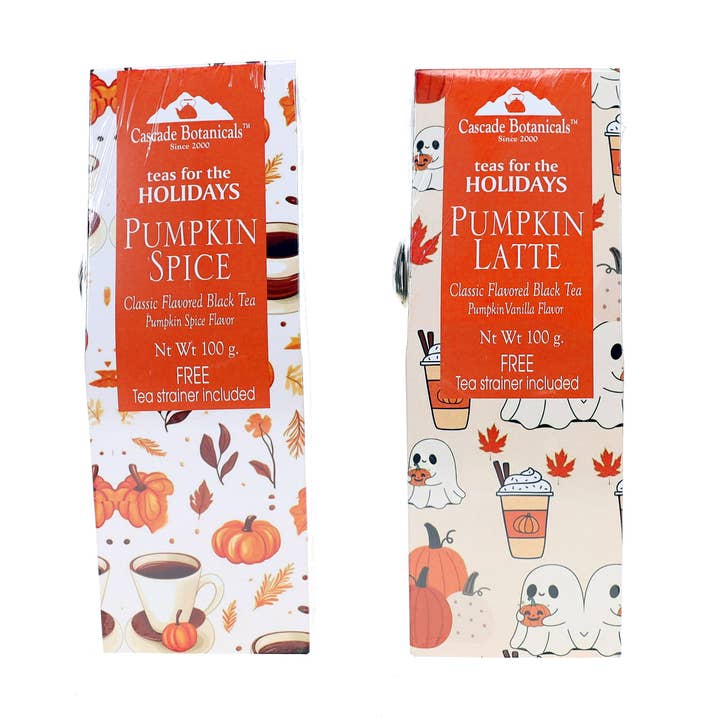 Cascade Teas & Botanicals - Wholesale Loose Tea - FALL Tea Box, Seasonal Flavors, Loose leaf, FREE STRAINER2