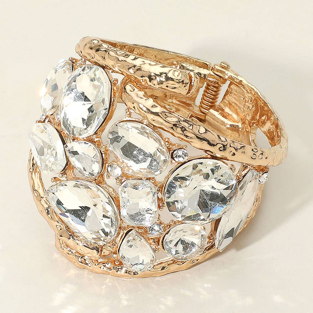 Sensibling Corp. - Vente Bracelet manchette - Bracelet large articulé orné de pierres ovales en forme de larme ronde3