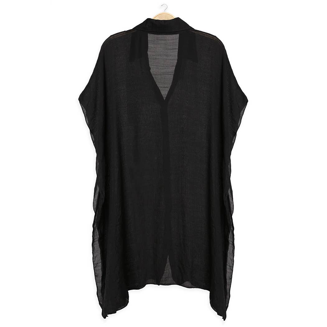 Fashion City – wholesale Buttoned-down shirt – Women's – Women's Oversized Long Sleeveless Shirt Cover Up1