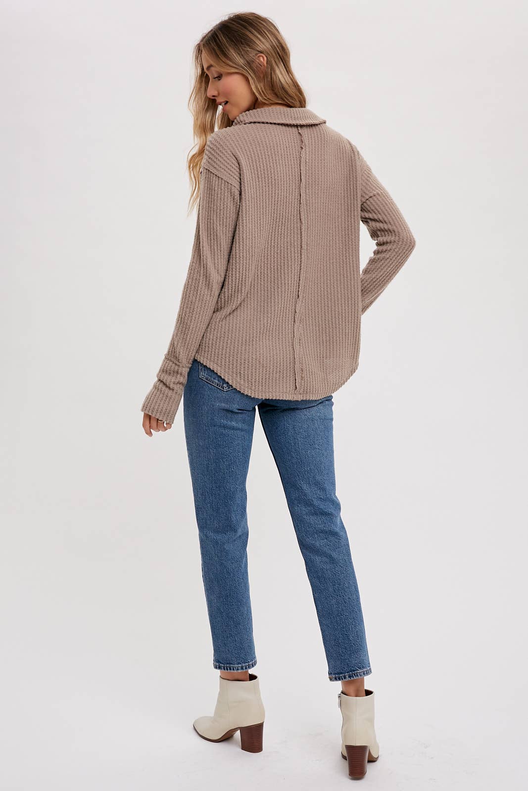 Bluivy - Wholesale Knit Top - Women's - BRUSHED WAFFLE HENLEY TOP19