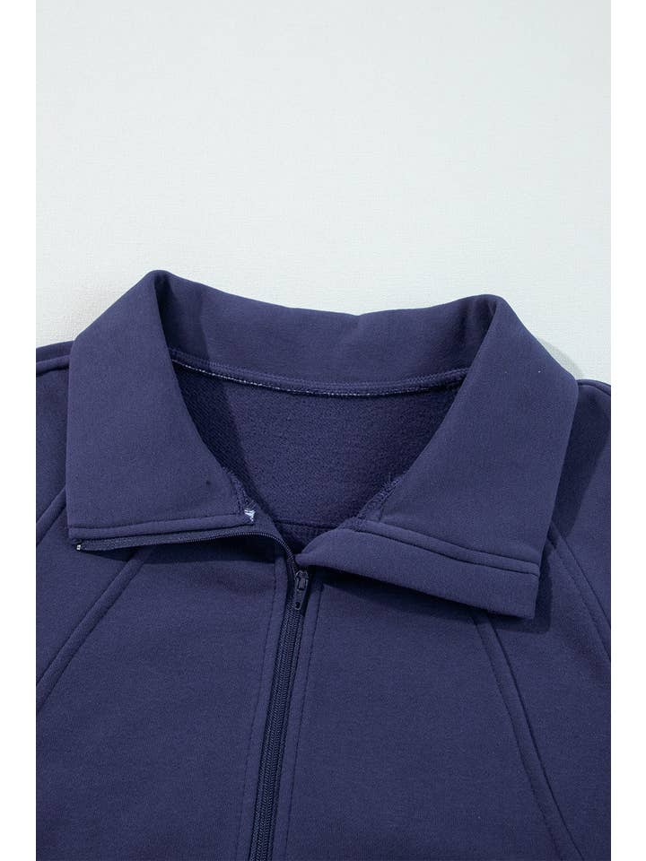 PRETTY BASH - Wholesale Sweatshirt - Women's - Solid Fleece-Lined Half-Zip Up Collar Sweatshirt50