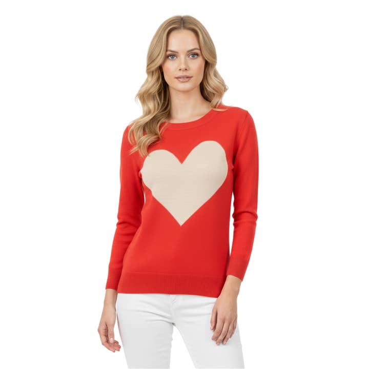 Heart Chenille Crewneck 3/4 Sleeve Pullover Sweater MK3595 for wholesale by Mak