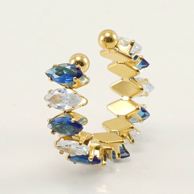 Mio Queena - Wholesale Multi-Stone Ring - Stainless Steel Cubic Zirconia Adjustable Ring8