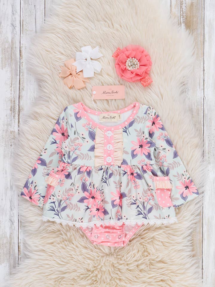 Pinky Blooms Bubble for wholesale by Marie Nicole Clothing