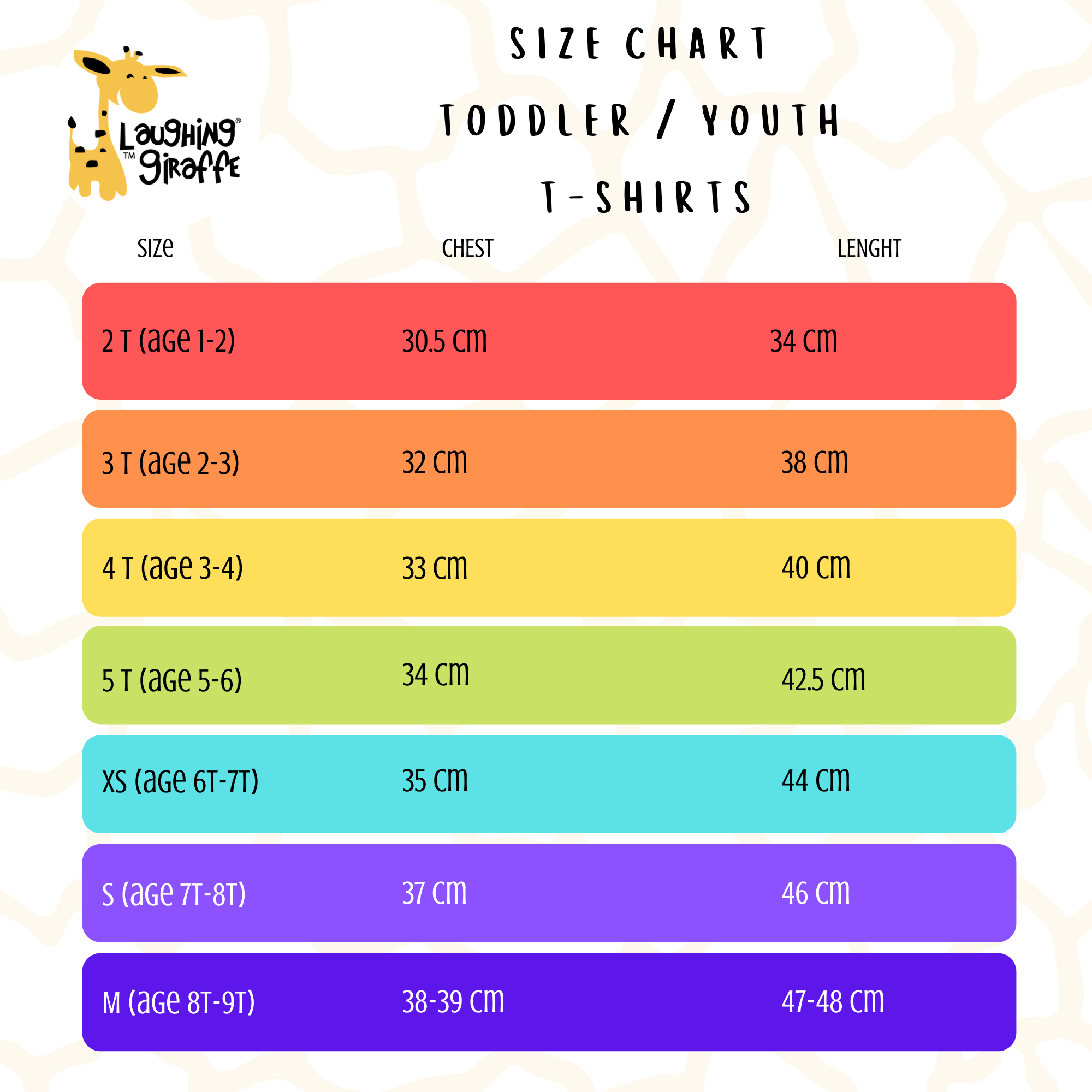 Laughing Giraffe – Großhandel T-Shirt – Kinder – Laughing Giraffe Kinder T-Shirt zum Sublimationsdruck im Großhandel3
