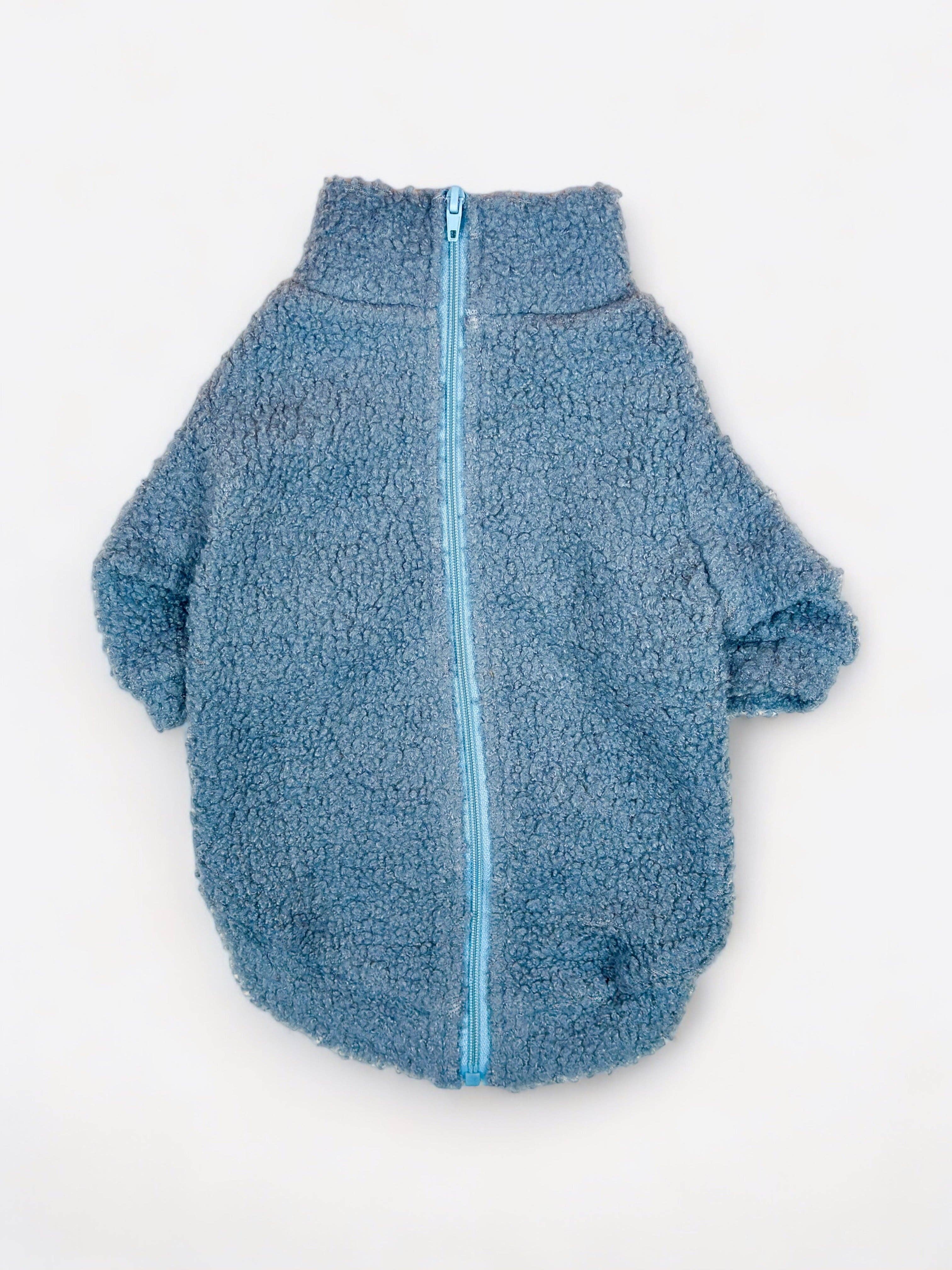 The Paw Print Boutique – wholesale Pet jumper – Dog – Teddy Fleece - Dusky Blue1