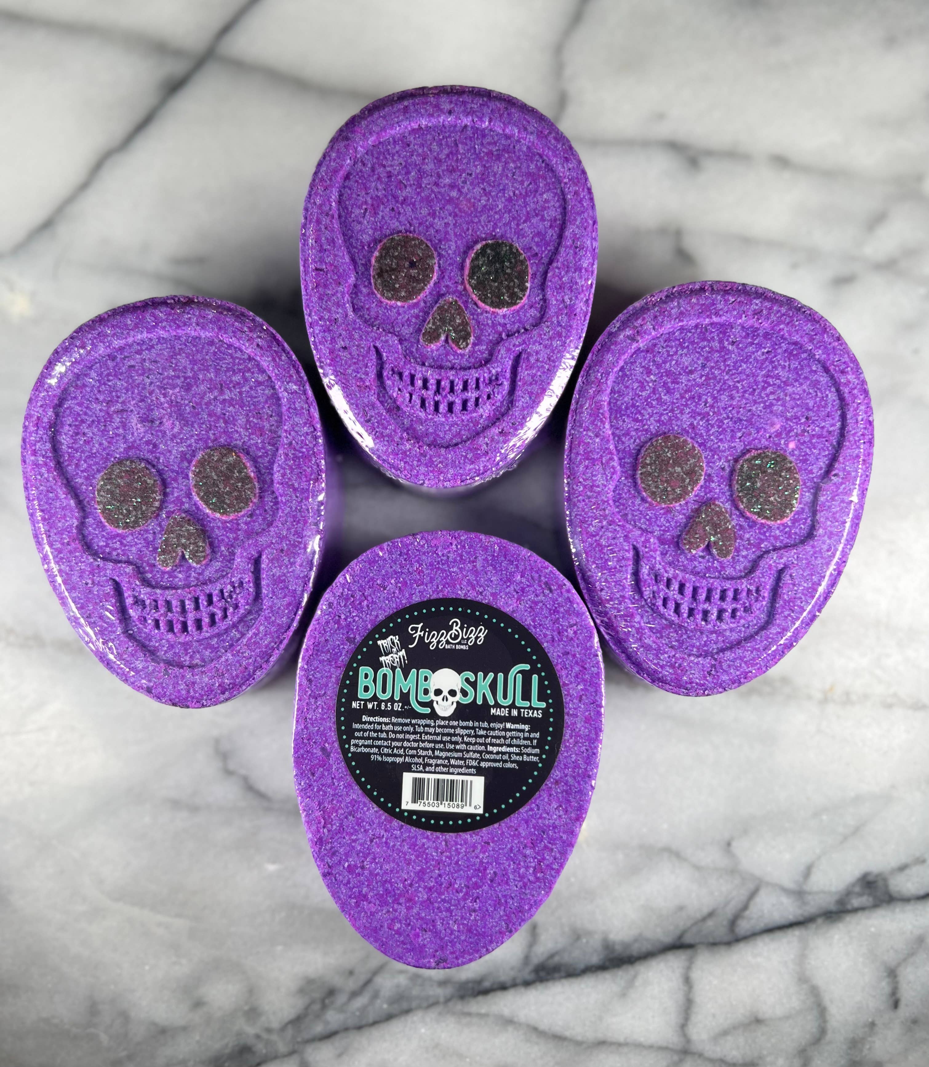 Fizz Bizz LLC - Vendita all'ingrosso Bombe/polveri da bagno - Bomb Skull - Bomba da bagno di Halloween - Fizz Bizz LLC- VACANZE1