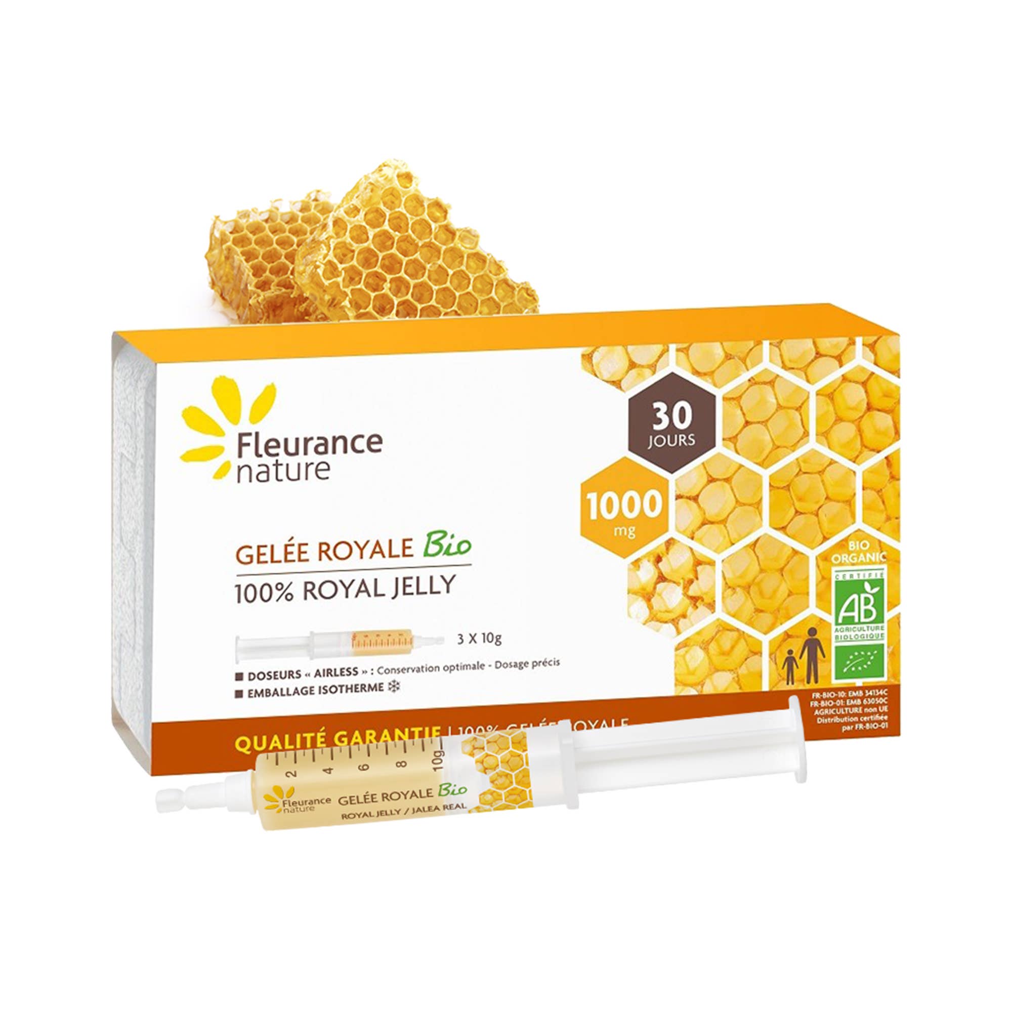 Fleurance Nature - Wholesale Oral Supplement/Vitamin - ORGANIC ROYAL JELLY BOX - storage at 4 degrees