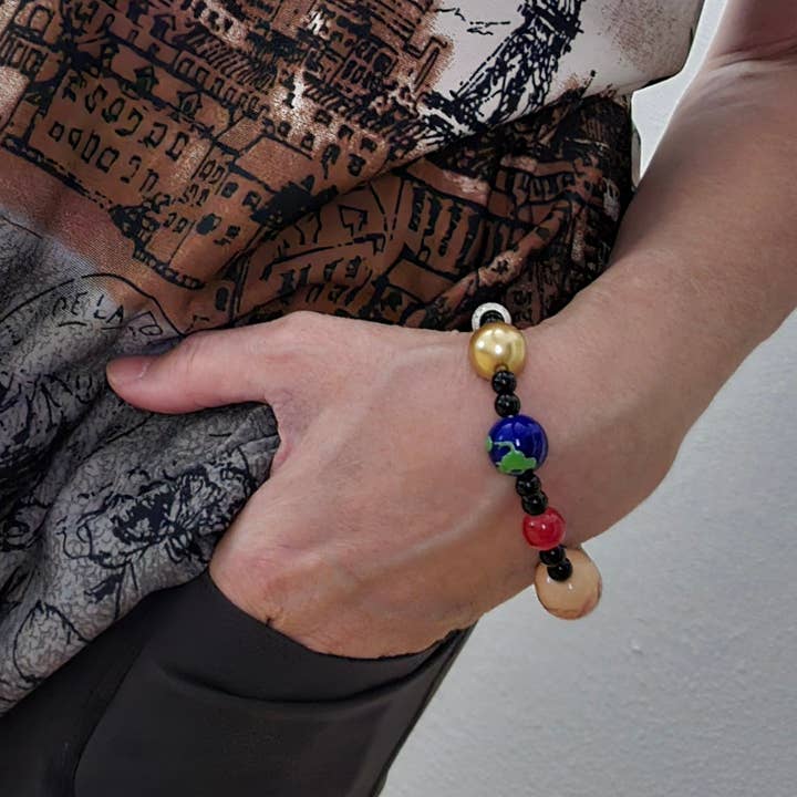 Fiona Accessories - Wholesale Beaded Bracelet - Solar System Galaxy Beaded Planet Bracelet Gift NEW1
