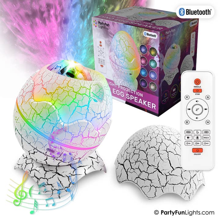 Dinosaur Egg Galaxy Projector Speaker - Night Light - Starry for wholesale by PartyFunLights Europe B.V.