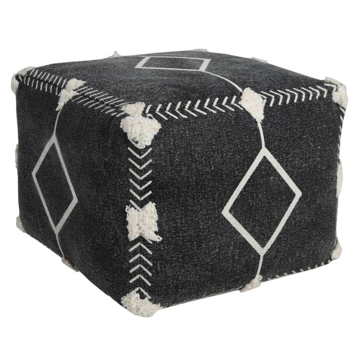 Textured Diamond Dash Pouf Ottoman for wholesale by LR Home