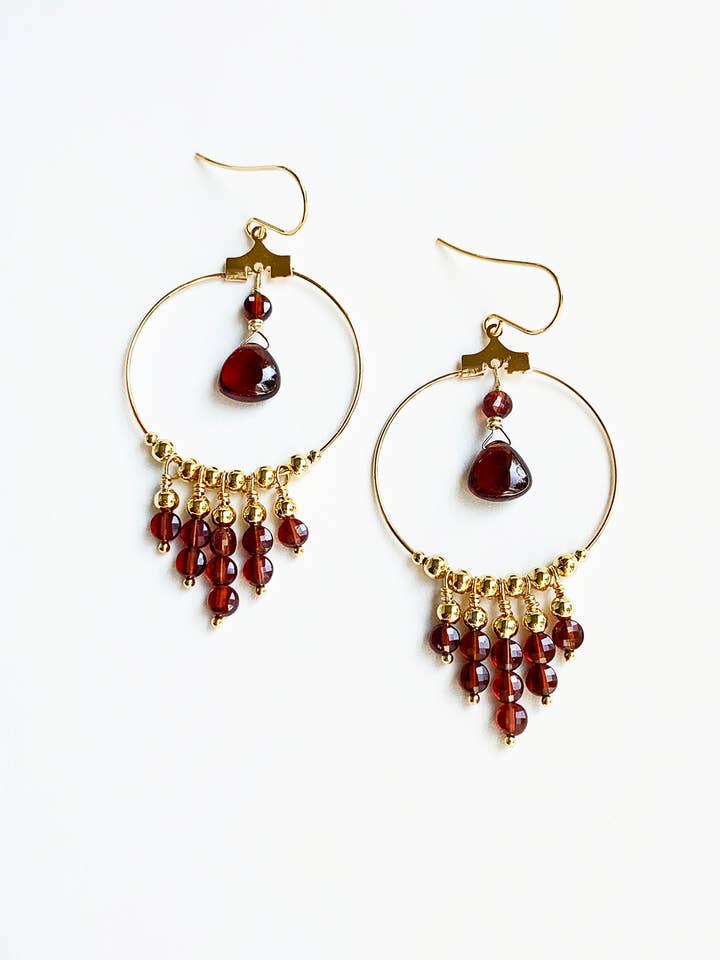 Boho granat øreringe | Røde Statement øreringe for engroshandel hos Laura Stark Designs