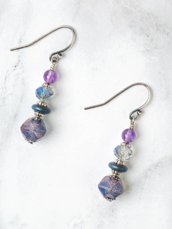 Reflections Crystal, Czech Glass Simple Earrings for wholesale by Anne Vaughan Designs Jewelry