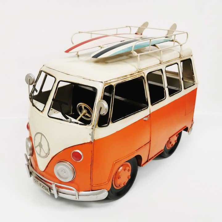 Modèle de bus VW orange vintage en métal pour la vente par Boxman