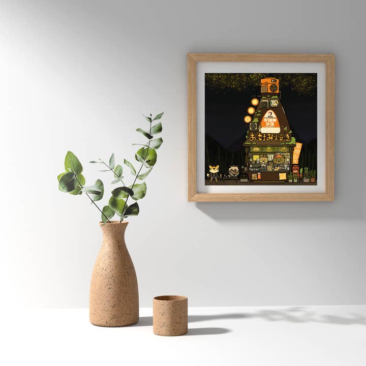 Okonomiyaki Stall 8x8 Art Print for wholesale by sushiboiiiyy