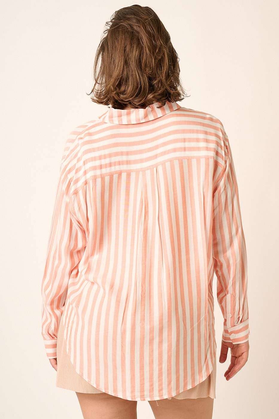 mittoshop – wholesale Buttoned-down shirt – Women's – PLUS STRIPED BUTTON DOWN SHIRT5