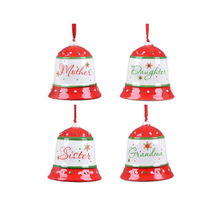 Christmas Tradition - Wholesale Ornament Set - 4 assorted 3" Ceramic Liberty Bell Ornament
