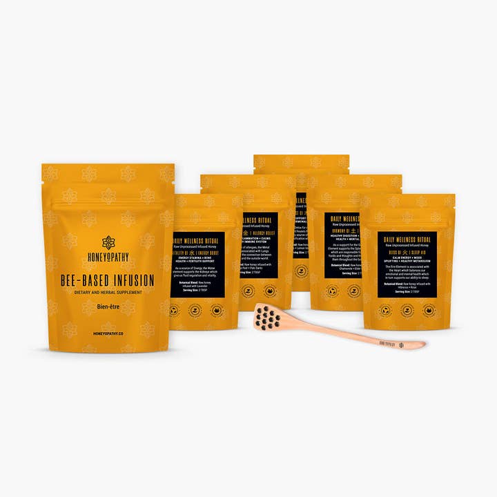 Qi Energy Raw Infused Honey Sample Kit (5 Packets) for wholesale by Honeyopathy