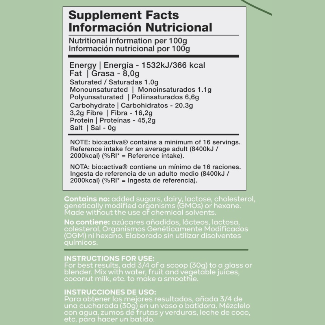 bionobo - Wholesale Protein/Superfood Powder - bio:activa® | Hemp Protein + Superfoods (500g)1