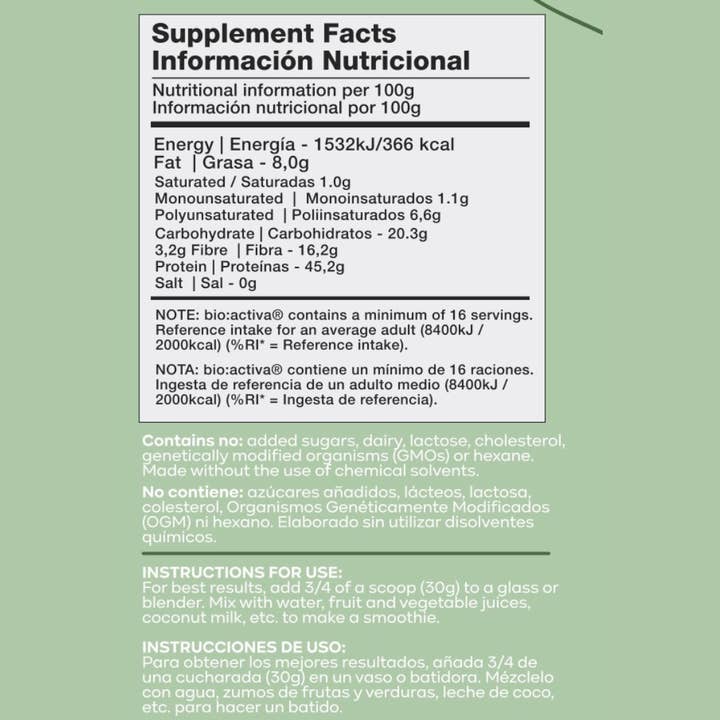 bionobo - Wholesale Protein/Superfood Powder - bio:activa® | Hemp Protein + Superfoods (500g)1