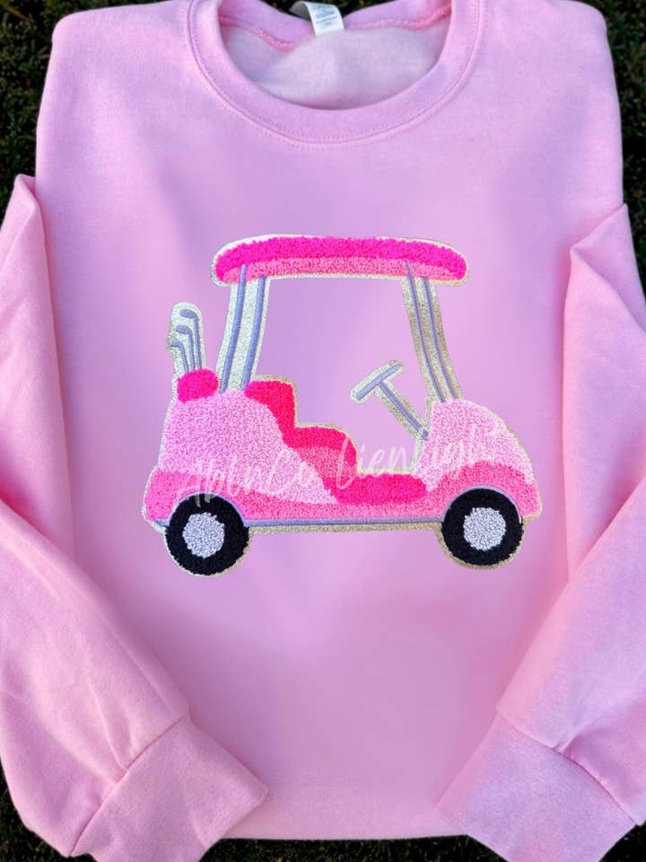 Preppy Pink Golf Cart Sweatshirt, Golf cart Chenille patch for wholesale on Faire