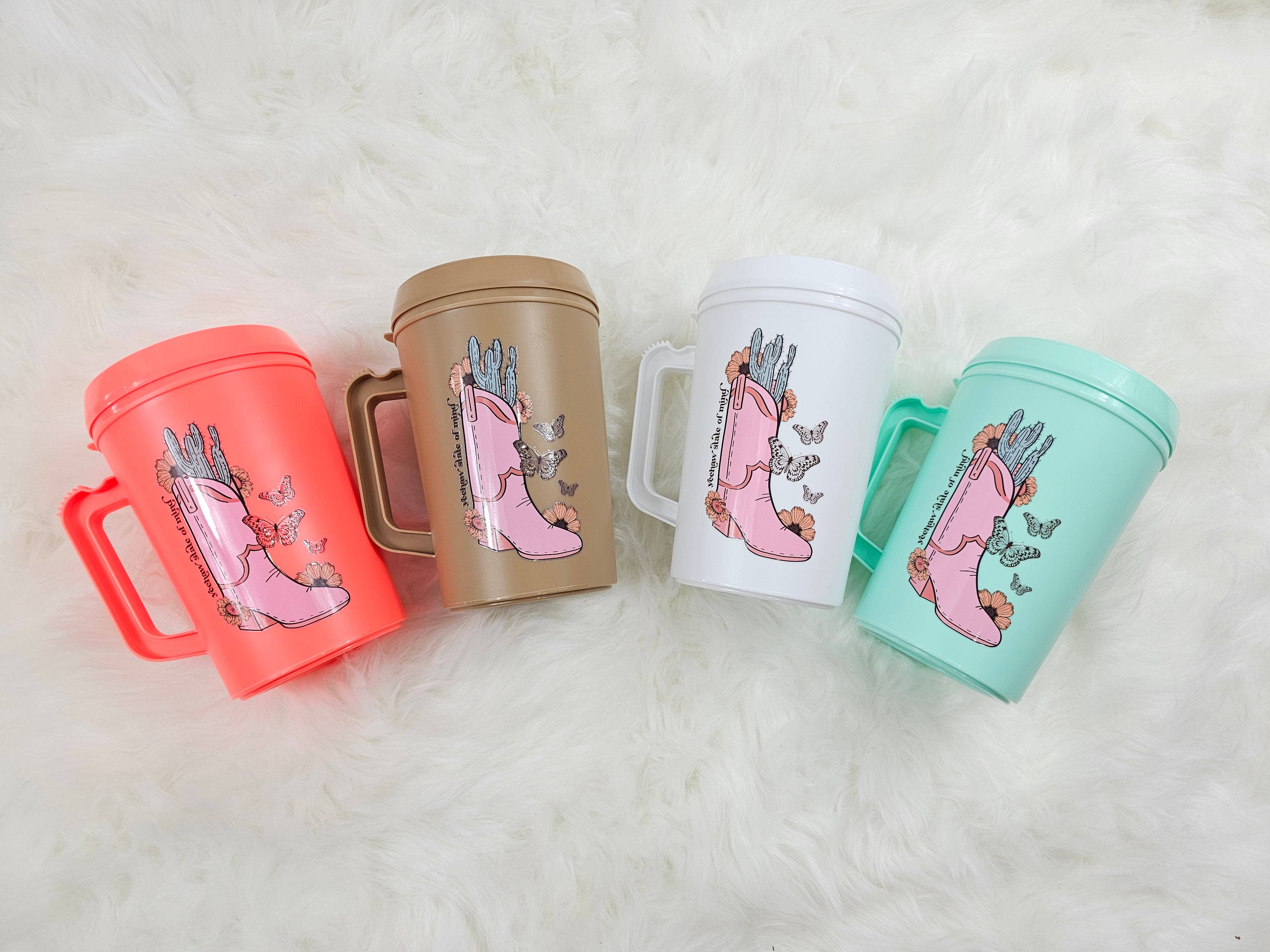 Scratch Decor - Wholesale Insulated Mug/Tumbler - 'Yeehaw State of Mind' Pink Boot HIP SIPS Mega Mug 34oz2
