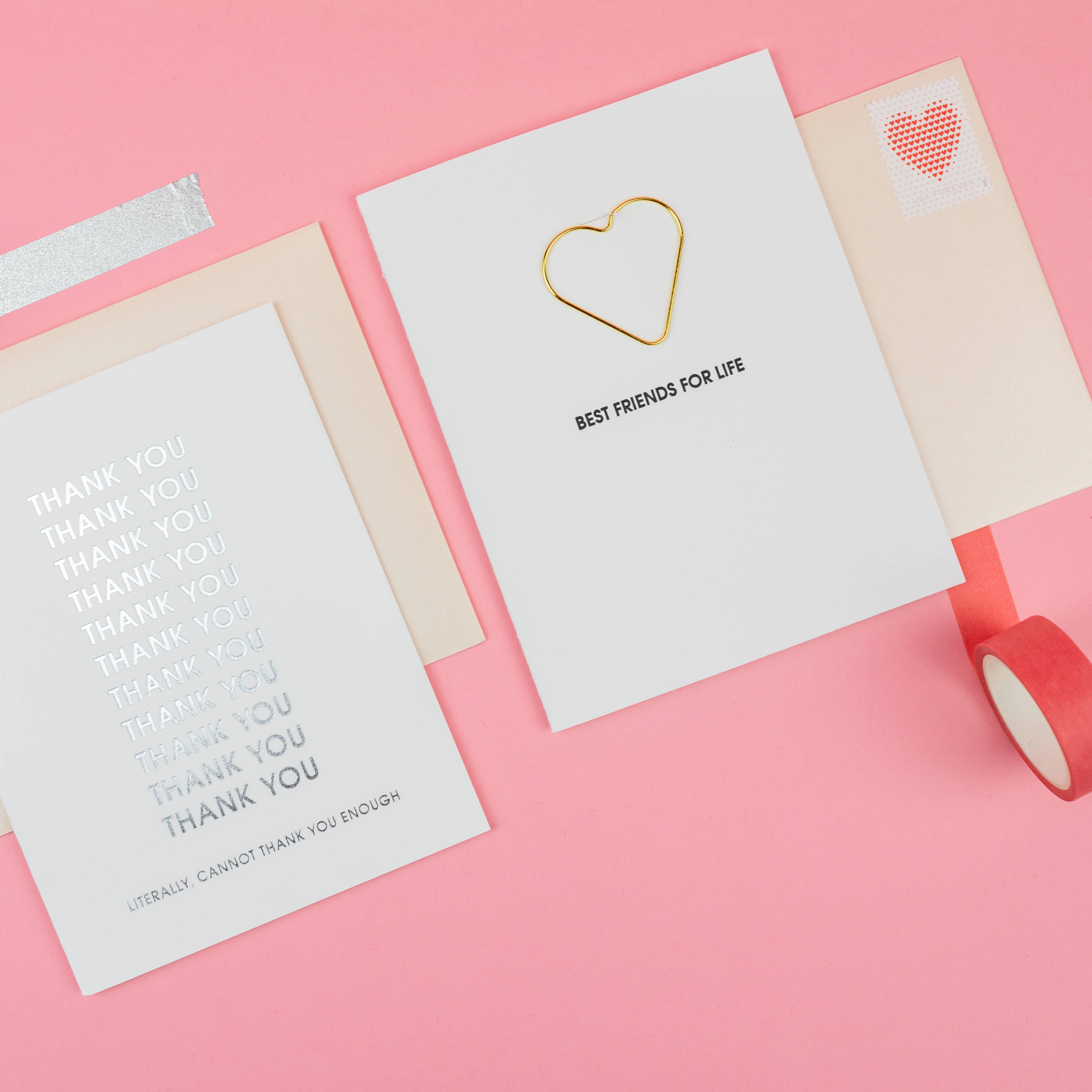 Chez Gagné - Vente Cartes d'amitié - Meilleurs amis pour la vie - Amitié - Carte avec trombone en forme de cœur3