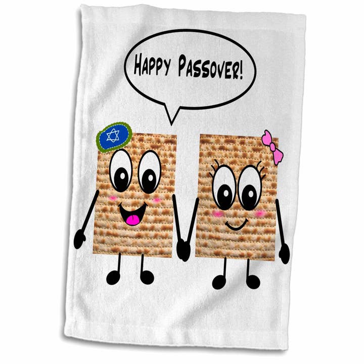 15x22 Hand Towel Happy Passover - Cute smiling Matzah cartoo for wholesale by 3dRose