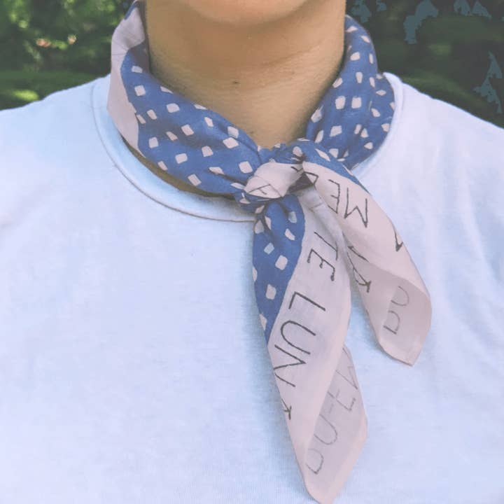 PO-EM - Wholesale Bandana – Women's - Block-printed Muslin Bandana2