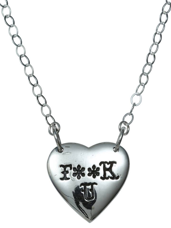 Collana con ciondolo «F U» in argento sterling fuso a mano per la vendita all'ingrosso da parte di Femme Metale