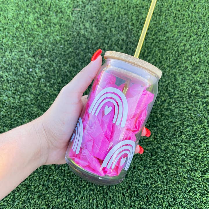 Boho Blue Rainbow Bierglas blik 16 Oz Boho Cup Boho Tumbler voor wholesale door Valudesign