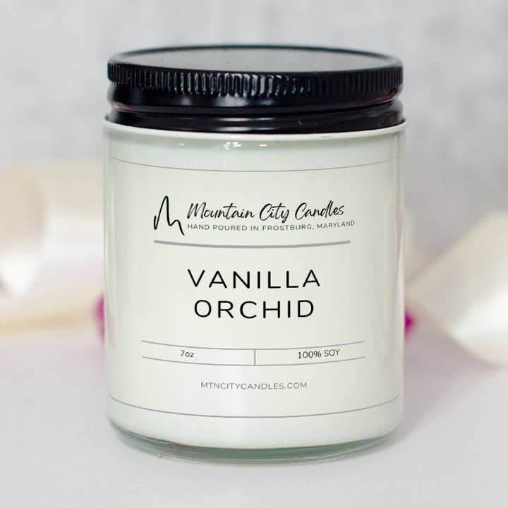 Candele e fondenti in cera di soia profumate all'orchidea alla vaniglia per la vendita all'ingrosso da parte di Mountain City Candles