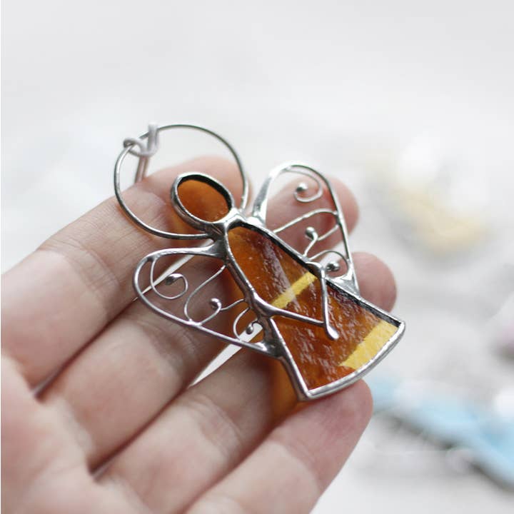 ArtKvarta - Wholesale Ornament - Handmade Angels With Lace Wings, Stained Glass & Silver Meta3
