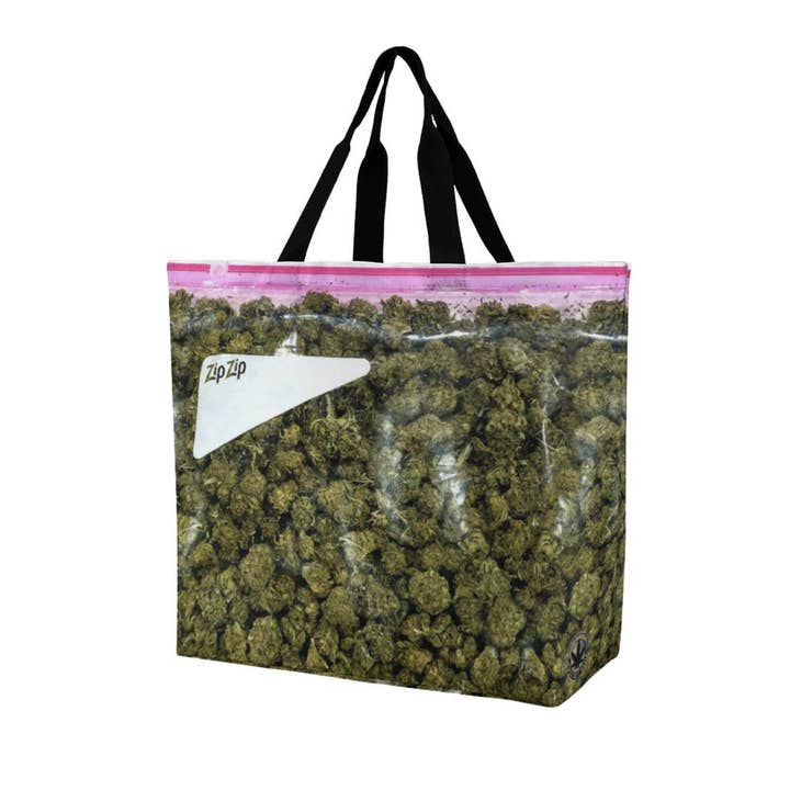 Just Get High™ - Wholesale Tote Bag - Women's - Large "T" Tote: Stash (green)
