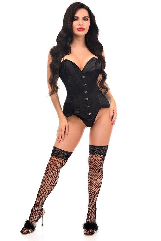 Daisy Corsets - Venta al por mayor Corsé - Mujer - Corsé sobrebusto deshuesado de acero satinado negro con cajón superior4