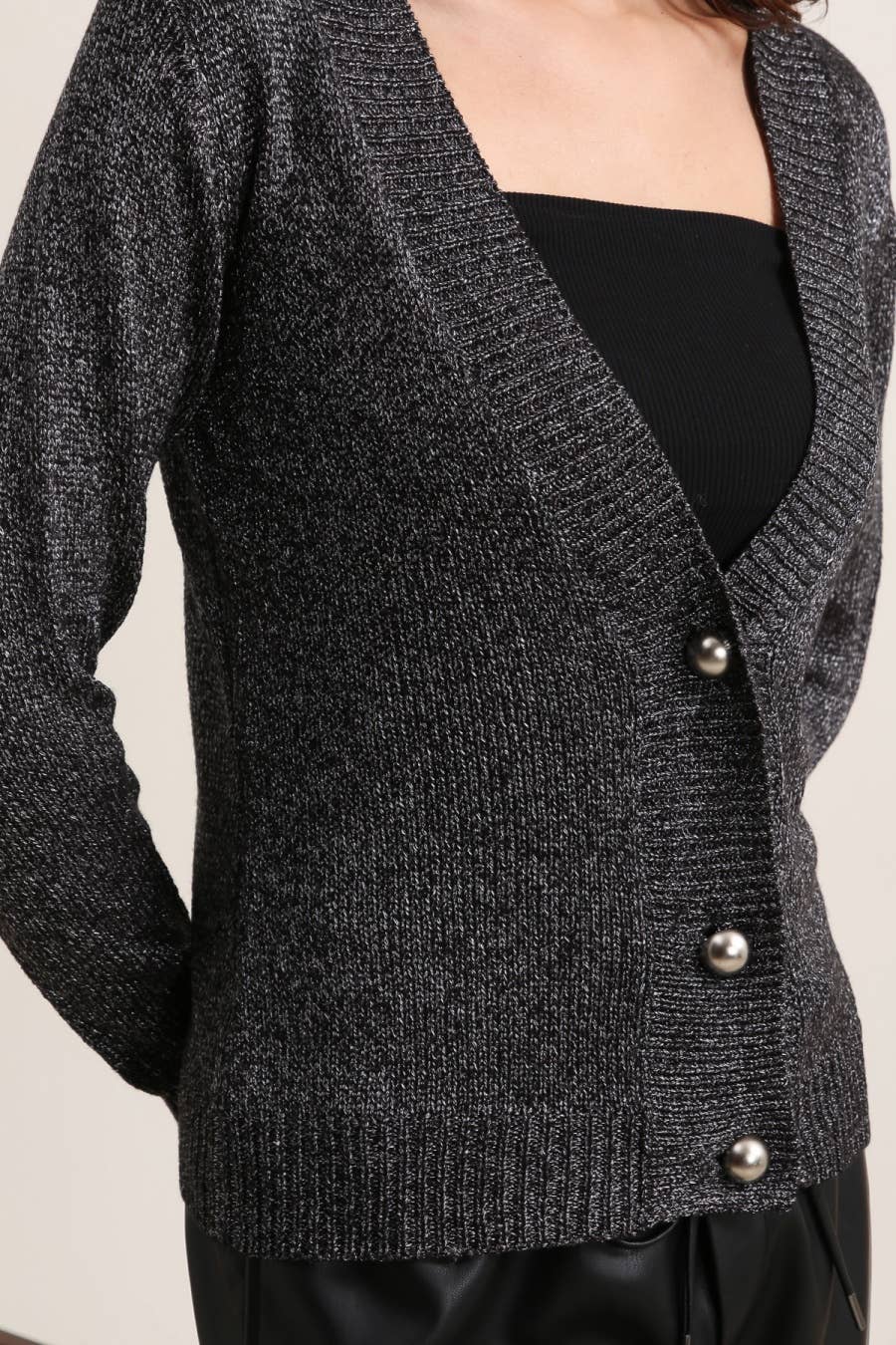 CHOKLATE PARIS - Vente Pull en maille – femme - Gilet col V en maille métallisé - 23246