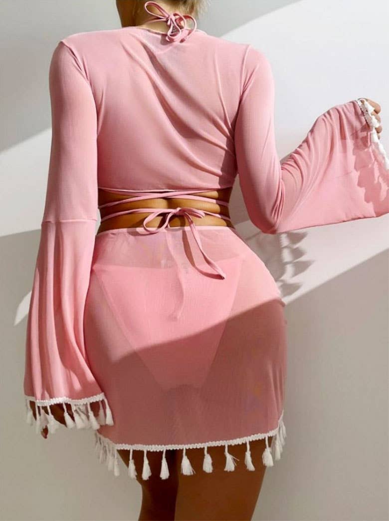 Crave by FW - Wholesale Two Piece Swimsuit - Women's - 4 Piece Triangle Bikini Sets with Cover Up Top and Skirt1