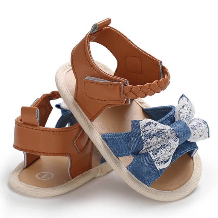 Sandalias para bebés con suela suave y antideslizantes Lace Bowknot para venta al por mayor de Fennco Styles