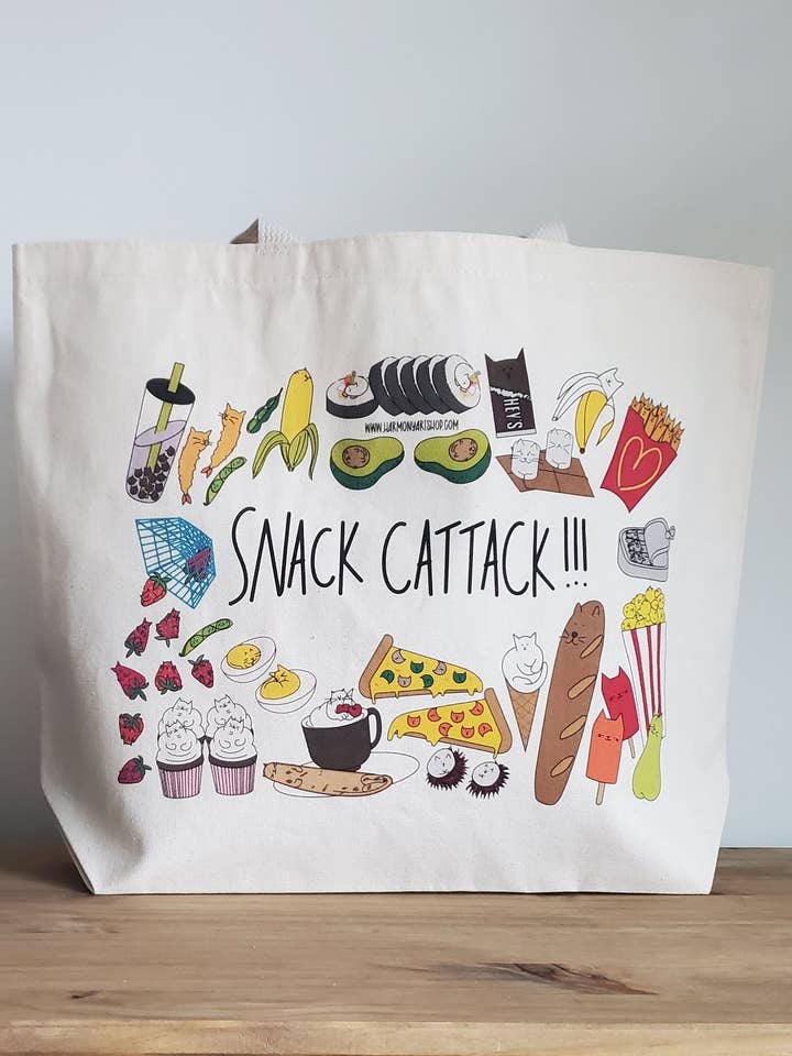 Sac fourre-tout SNACK CATTACK pour la vente par Harmony Art Shop