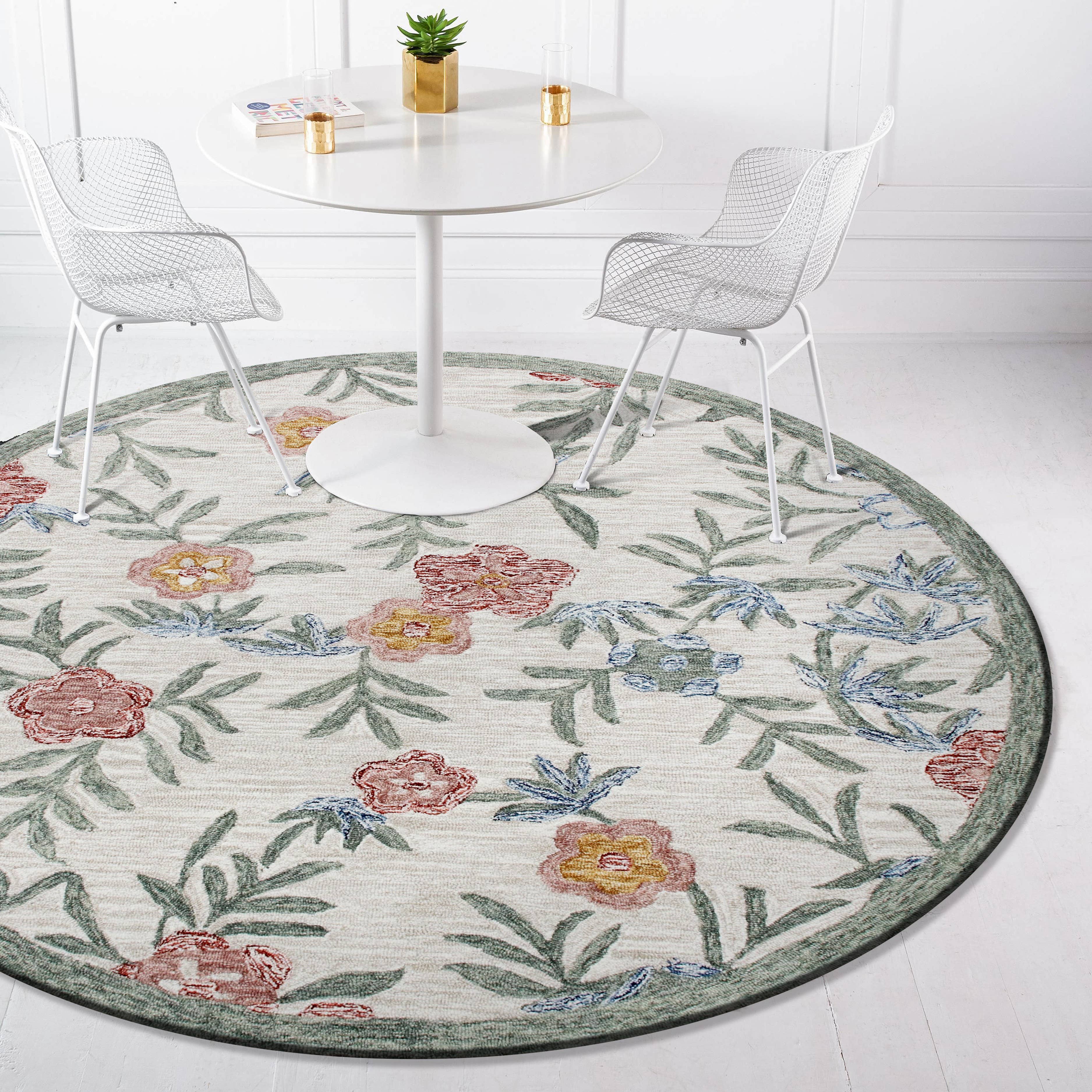 LR Home - Wholesale Area Rug - Raelyn Vintage Floral Hand-Tufted Wool Round Indoor Area Rug58