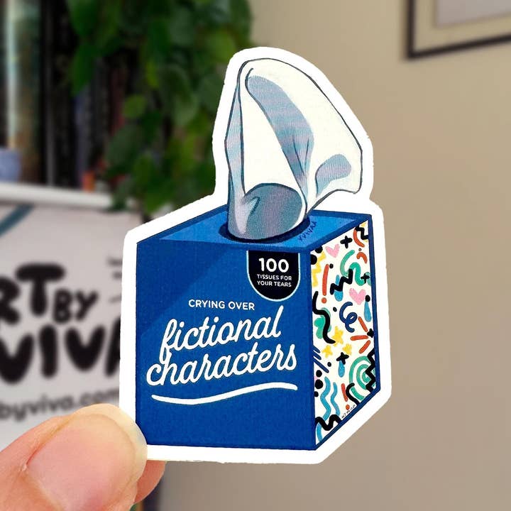 Huilen over fictieve personages tissuebox, schattige en grappige boekstickers voor Kindle, schattige boekstickers voor Kindle voor wholesale door Art by Viva