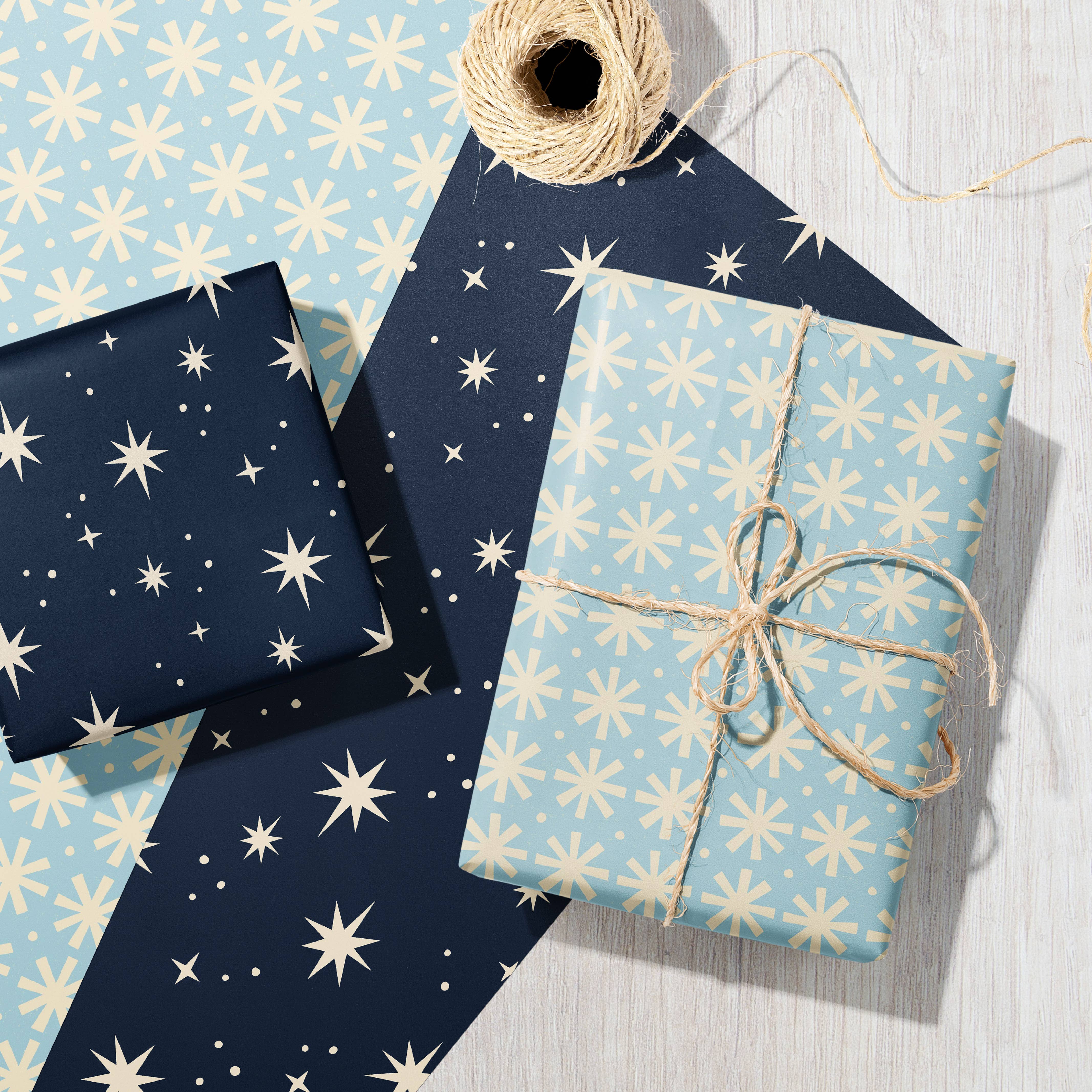 Bird & Co Studio - Wholesale Flat Wrap - Frosty Snowflake | Modern-Retro Recycled Gift Wrap Paper5