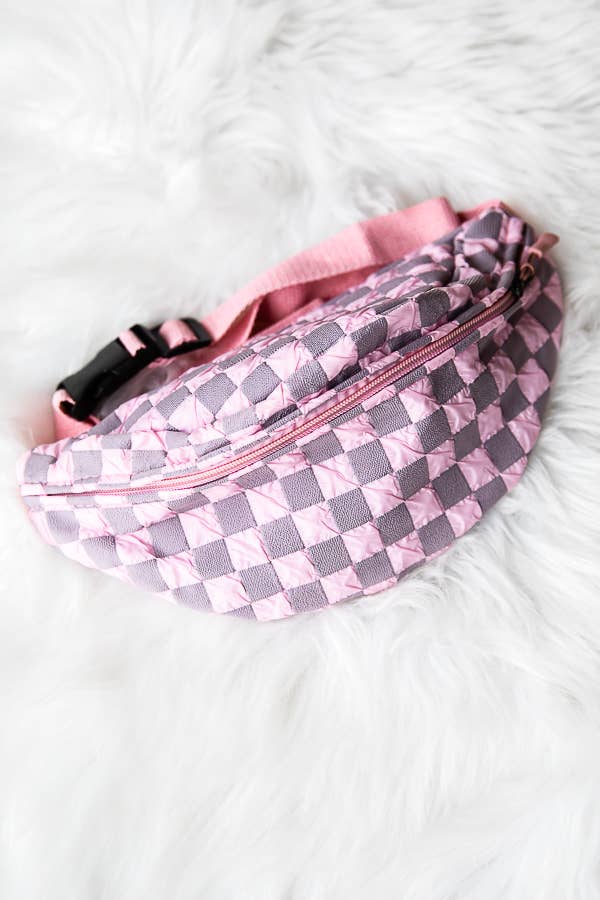 1st Allie - Wholesale Belt Bag - Women's - Checkered Nylon Crossbody Fanny Pack Bum Bag9