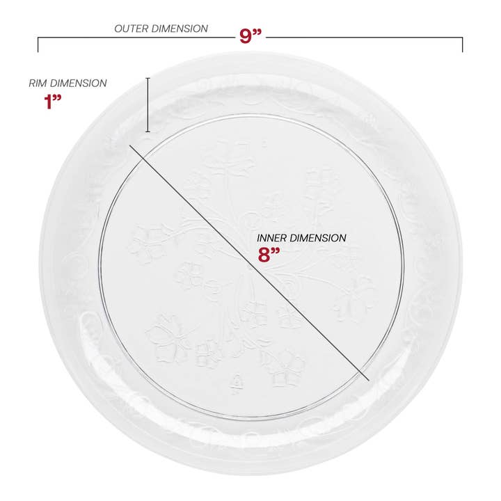 Smarty had a Party - Wholesale Disposable Plate - 9" Clear Floral Round Plastic Buffet Plates - 240 pcs2