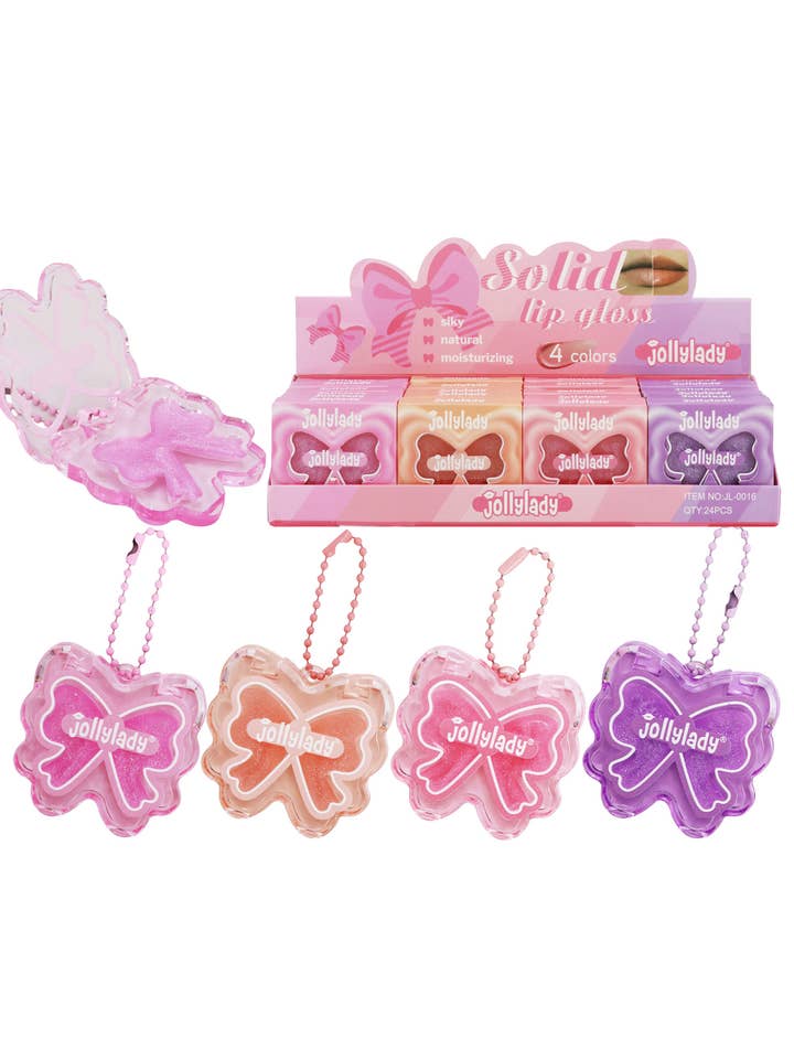 Porte-clés Baume à Lèvres Scintillant avec Nœud en Ruban - 24 Pièces pour la vente par Cap Zone