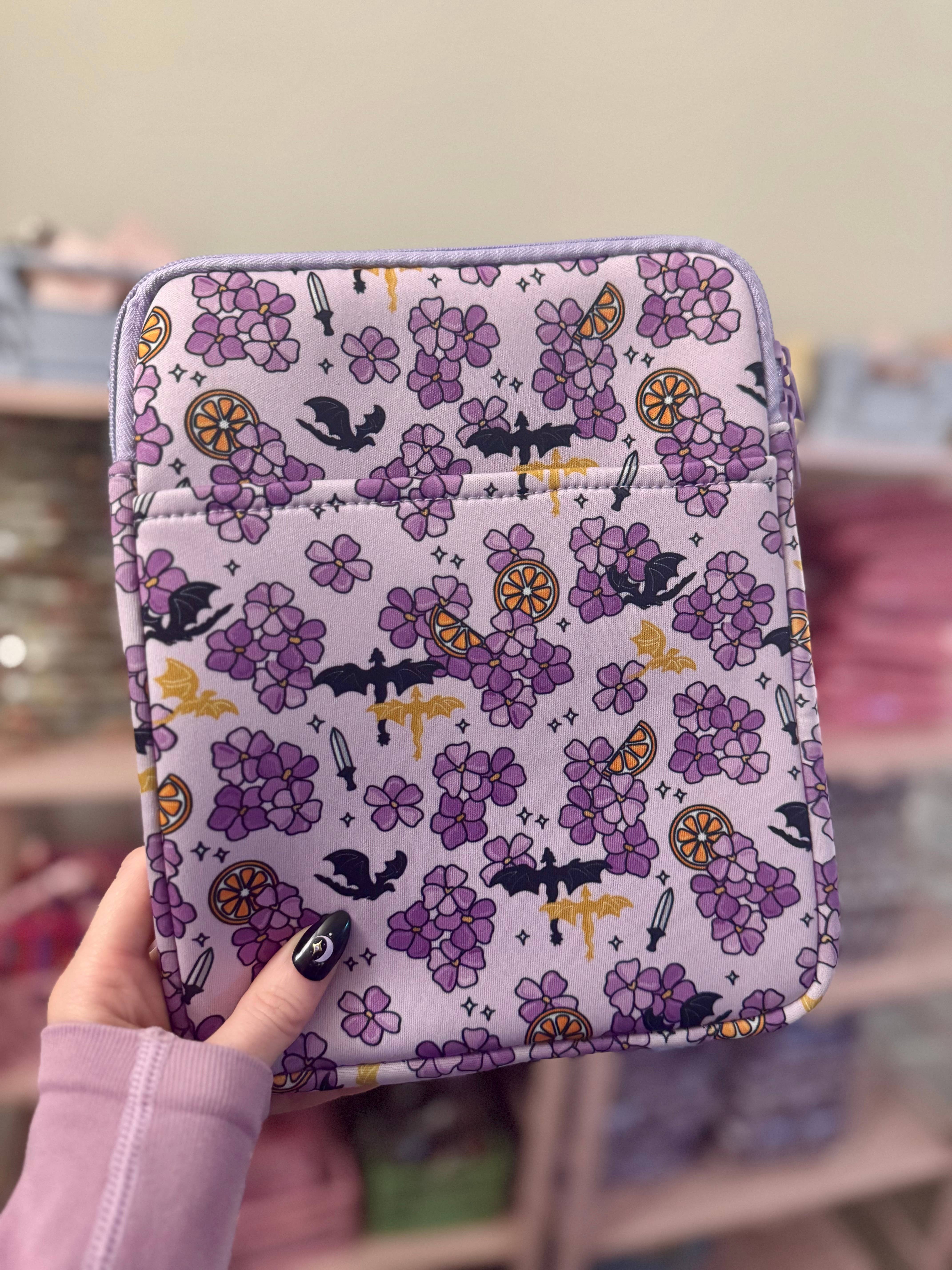 CrescentCatCo - Wholesale Pouch - Women's - Violet Dragon Rider Book & Kindle Sleeve Pouch