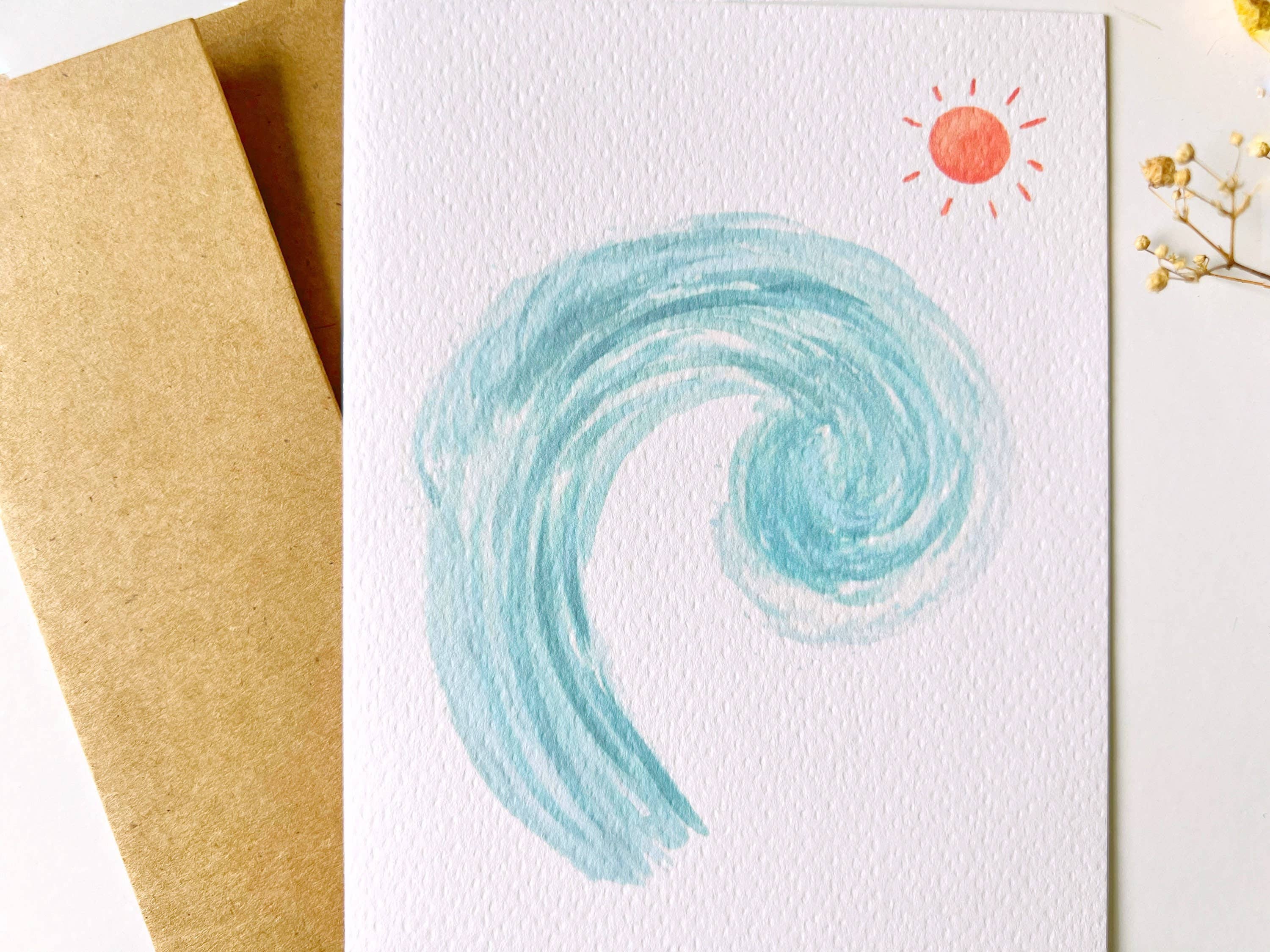 Ellamoonart - Vendita all'ingrosso Biglietti di auguri generici - Biglietto di auguri Wave Watercolor | Articoli di cancelleria |2